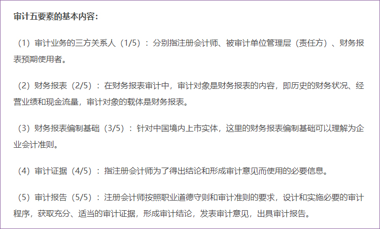 审计五要素 审计五要素