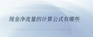 现金净流量的计算公式有哪些