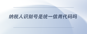 纳税人识别号是统一信用代码吗