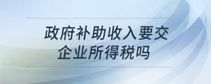 政府补助收入要交企业所得税吗